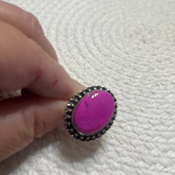 Beautiful PINK DENDRITE OPAL Handmade Sterling 925 Ring Size 7.25 #351D - Picture 3 of 3